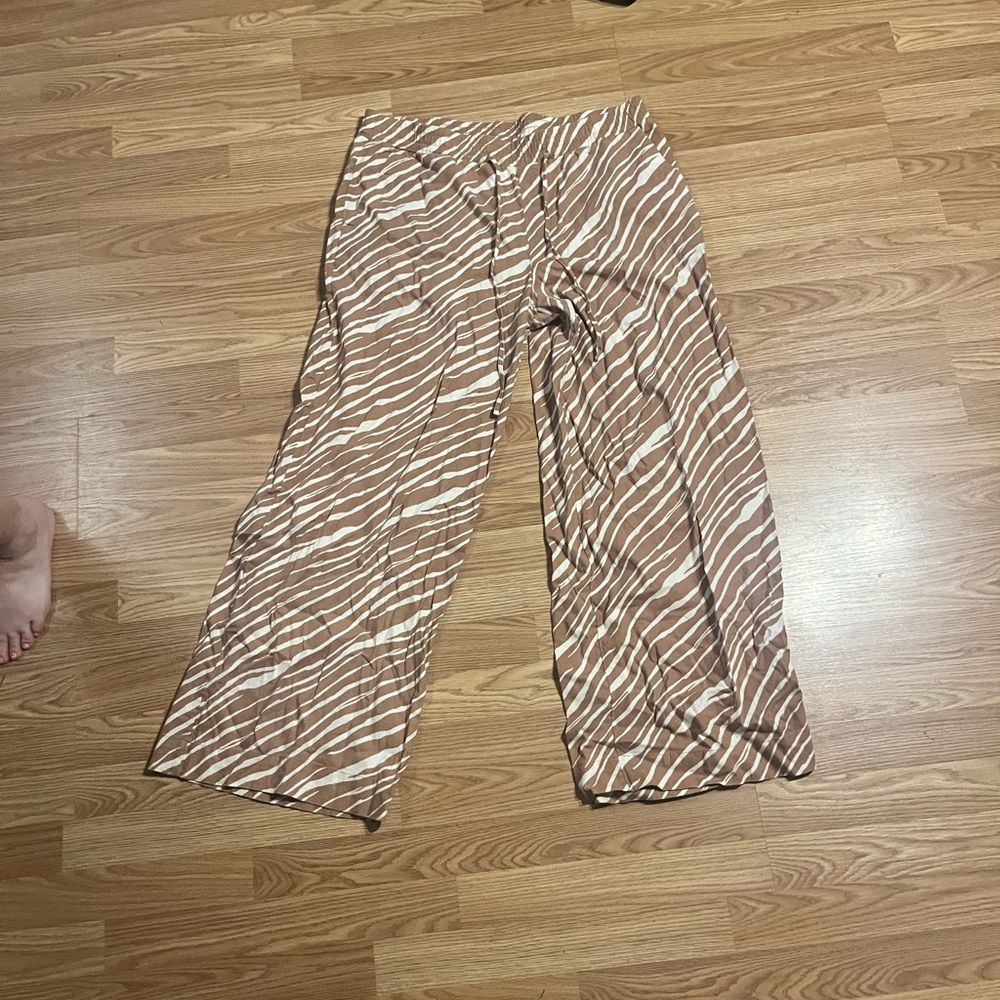 Brown and White Striped Pants
